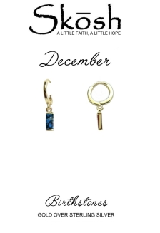 Skosh Gold Plate December Baguette Birthstone Huggie Earrings