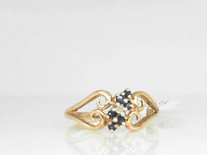 Yellow Gold Sapphire and Diamond Cluster Ring