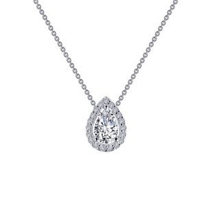 Lafonn .58 CTW Simulated Diamond Pear-Shaped Halo Necklace 18"