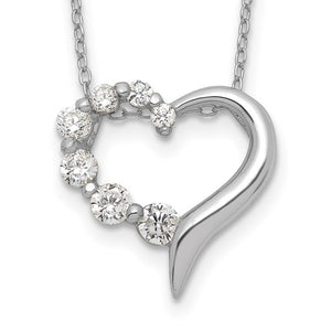 Sterling Silver/Rhodium Plated CZ Heart Necklace