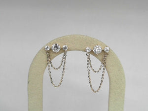 Yellow Gold Lab Grown Diamond Bar Chain Dangle Earrings