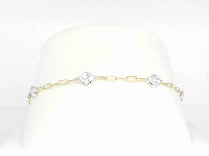 14k Two Tone Diamond 7" Chain Link Bracelet