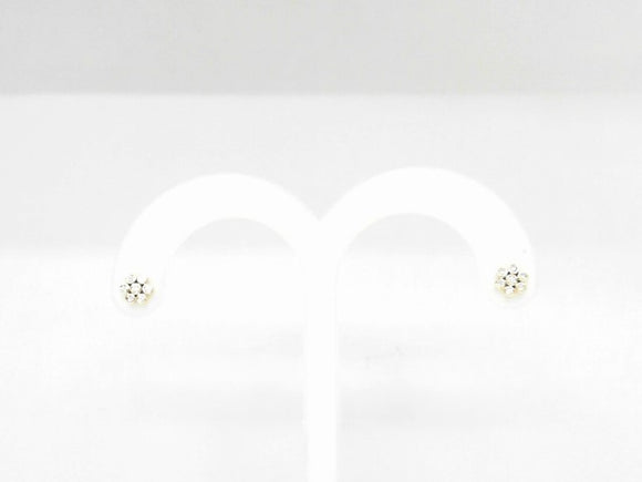 Yellow Gold Diamond Flower Stud Earrings