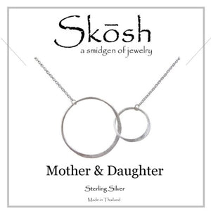 Skosh Silver Mother & Daughter Necklace 16+1"