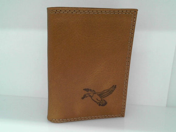 Tan Mallard Embossed Trifold Leather Wallet