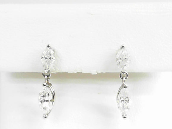 White Gold Marquise Shaped Diamond Dangle Earrings