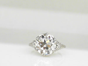 Estate Platinum Filigree Mounting with Lab Grown Diamond Center