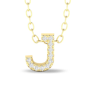 10k Yellow Gold "J" Initial Diamond Necklace