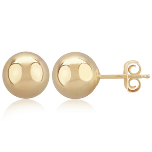 Sterling Silver Gold Plated Vermeil 8mm Ball Stud Earrings