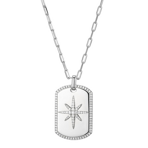 Charles Garnier Sterling Silver Rhodium Plated Starburst Necklace 17+2"