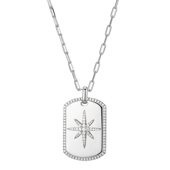 Charles Garnier Sterling Silver Rhodium Plated Starburst Necklace 17+2