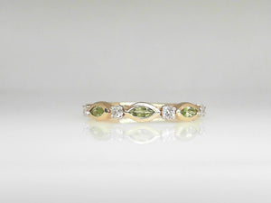 Yellow Gold Peridot and Diamond Band