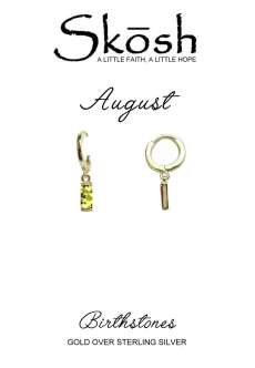 Skosh Gold Plate August Baguette Birthstone Huggie Earrings