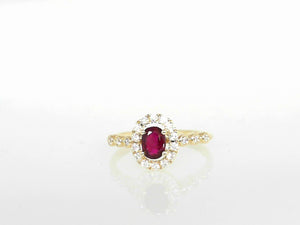 Yellow Gold Diamond and Ruby Ring