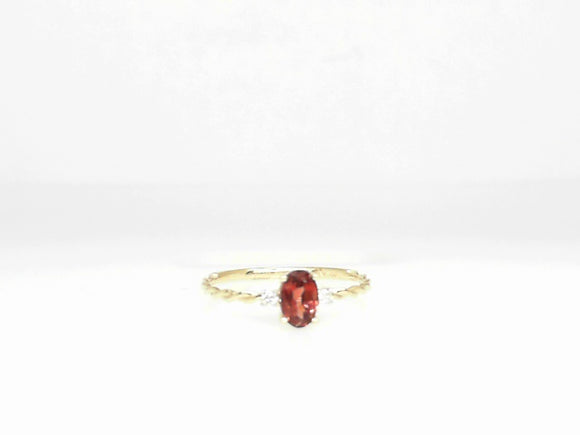 Yellow Gold Garnet and Diamond Ring