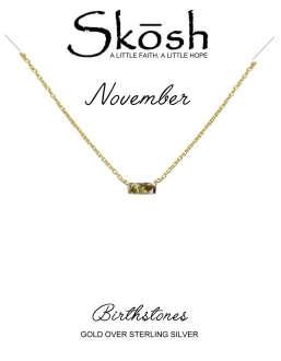 Skosh Gold Plate November Baguette Birthstone Necklace