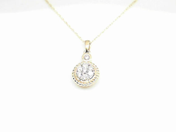 14k Yellow Gold Diamond (0.19ct) Necklace with Rope Detail