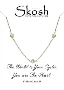 Skosh Sterling Silver Pearl Station Necklace