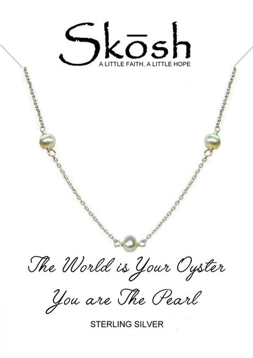 Skosh Sterling Silver Pearl Station Necklace