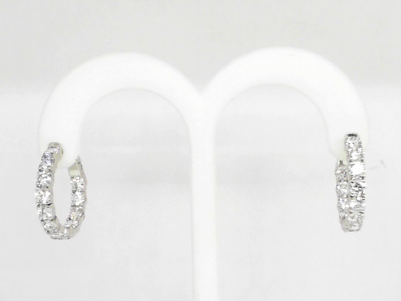 14k White Gold Diamond Inside Out Hoop Earrings