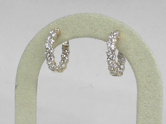 Yellow Gold Double-Row Inside-Out Diamond Huggies