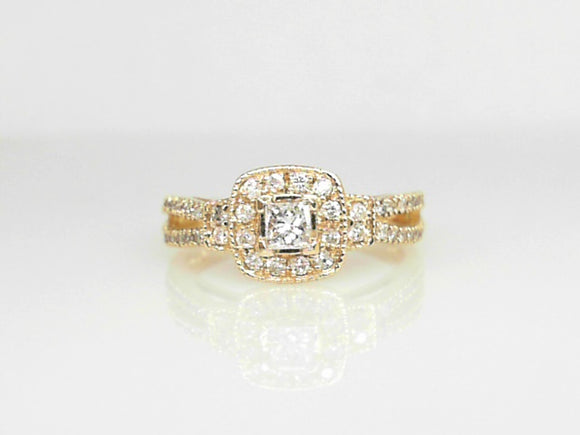 14K YG .50 CTW Diamond Princess Engagement Ring #17413