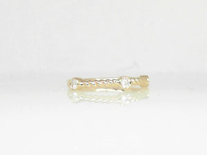 Yellow Gold Spaced Diamond Band with Half Twisted Shank Detail