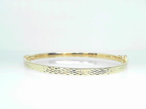 Yellow Gold Textured Bangle Bracelet 7"