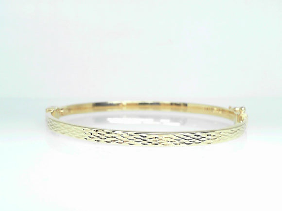 Yellow Gold Textured Bangle Bracelet 7