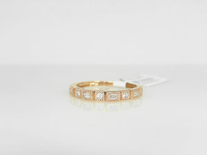 Yellow Gold Round and Baguette Diamond Band