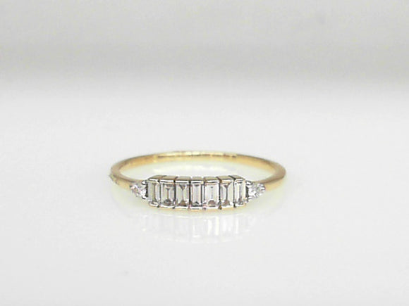 14K Yellow Gold Diamond and Baguette Band
