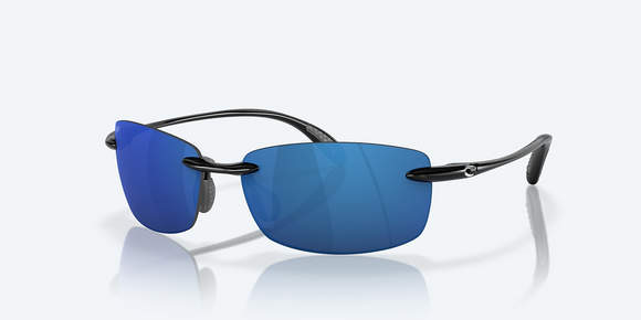Costa Mens Ballast Shiny Black with Blue Mirror Men's Sunglasses