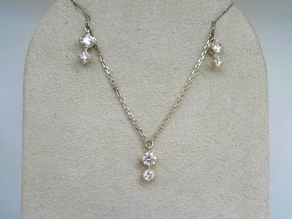 Yellow Gold Lab Grown Diamond Drop 6 Station Necklace