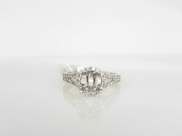 White Gold Diamond Semi Mounting with a Diamond Halo and Split Diamond Shanks