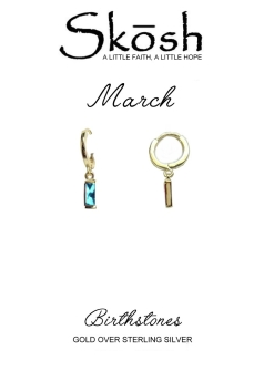 Skosh Gold Plate March Baguette Birthstone Huggie Earrings