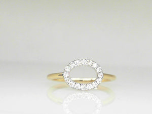 Yellow Gold Open Oval Diamond Fashion Ring