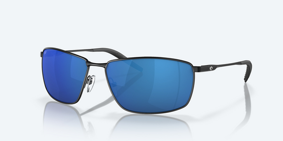Costa Turret Matte Black with Blue Mirror Men's Sunglasses