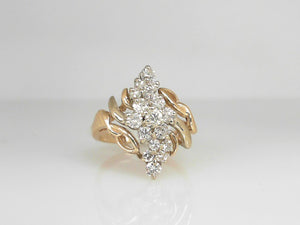 Yellow Gold Diamond Cluster Ring