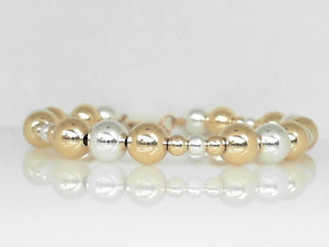 Vivi B "Judy" Sterling Silver/Gold Filled Beaded Bracelet 7"