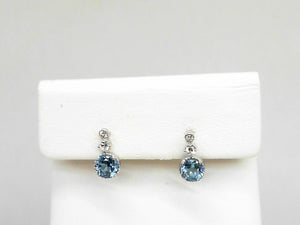 Sterling Silver Blue and White Topaz Post-Back Earrings