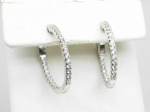 Sterling Silver Micro Pave CZ Oval Inside-Out Hoops