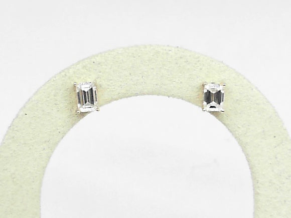 Lab Grown Yellow Gold Emerald-Cut Diamond Studs