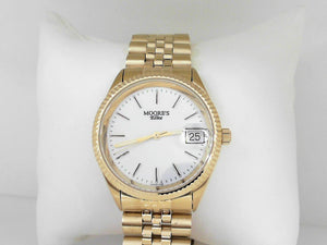 Mens Moore's Elite Gold Watch with White Face
