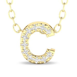 10k Yellow Gold "C" Initial Diamond Necklace
