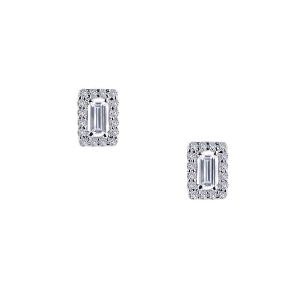 Lafonn Simulated Diamond Baguette Halo Studs