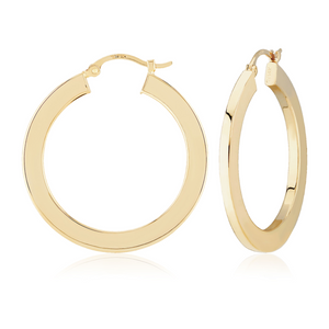 Yellow Gold 30mm Flat Hoop Earrings