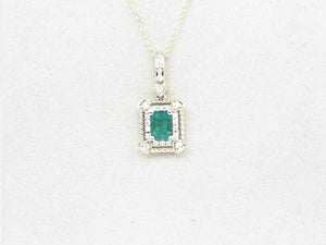 14k Yellow Gold Diamond and Emerald 0.81ct Necklace