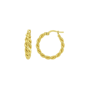 Sterling Silver/Yellow Gold Bonded Twisted Small Hoops