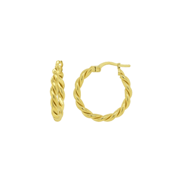 Sterling Silver/Yellow Gold Bonded Twisted Small Hoops