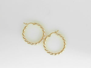 Sterling Silver/Yellow Gold Bonded Twisted Hoops